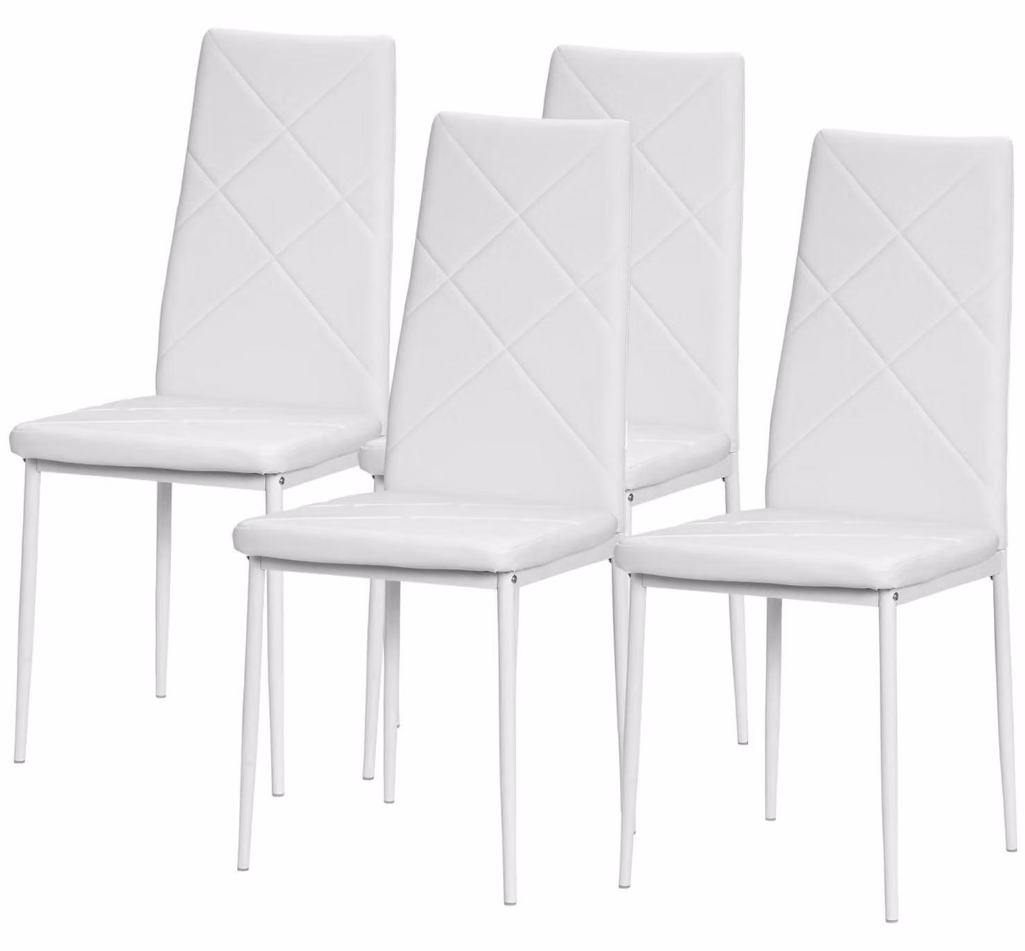 HOMCOM Sedia da pranzo, set da 4 sedie da cucina, sedie da pranzo imbottite, bianco