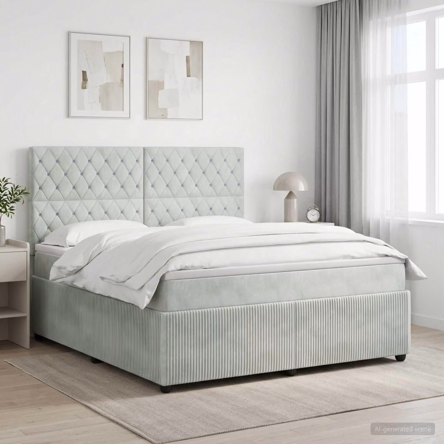 Maison Exclusive - Letto boxspring con materasso grigio chiaro 140 x 190 cm velluto