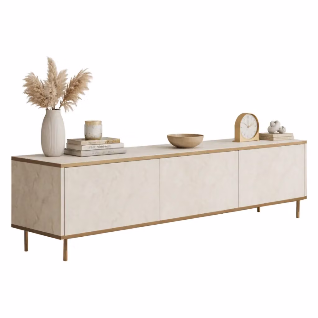 DMORA Mobile Porta TV Sassello con 3 Vani, Beige Marrone, L 180 cm x P 35 cm x H 45 cm – 2