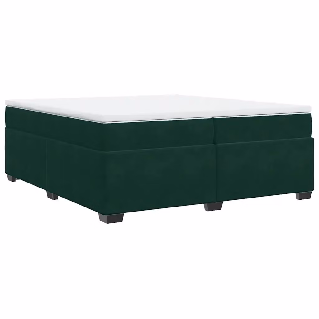 Letto Ibrido vidaXL con Giroletto a Molle e Materasso in Velluto Verde Scuro e Bianco, Struttura in Legno di Pino, L/P: 200 x 200 cm – 2