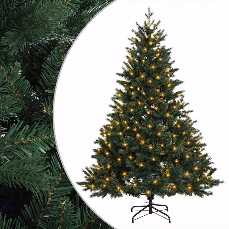 Albero di Natale artificiale verde vidaXL con 150 LED luce bianca calda, Altezza: 120 cm