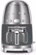 Macchina da caffè americano Smeg 50 Style Silver 1050W con caraffa in vetro e dettagli in acciaio inox DCF02SSEU