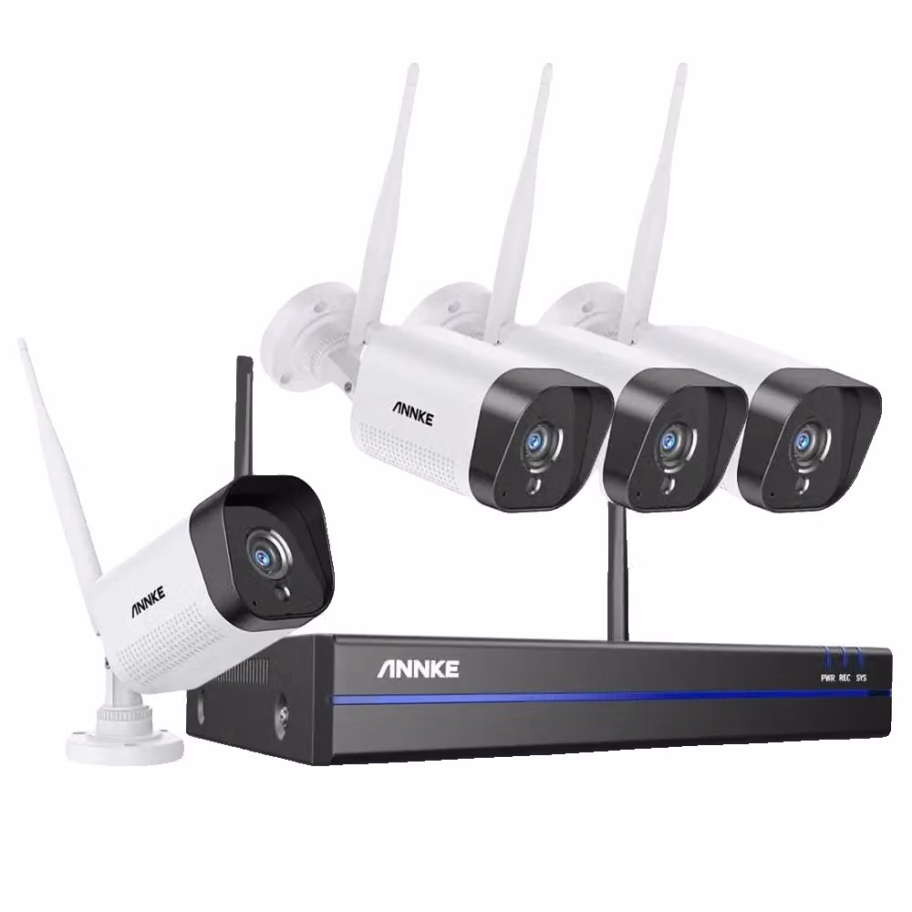 Sistema di telecamere di sicurezza wireless, video da 3MP, visione notturna da 100 piedi, Nessuno