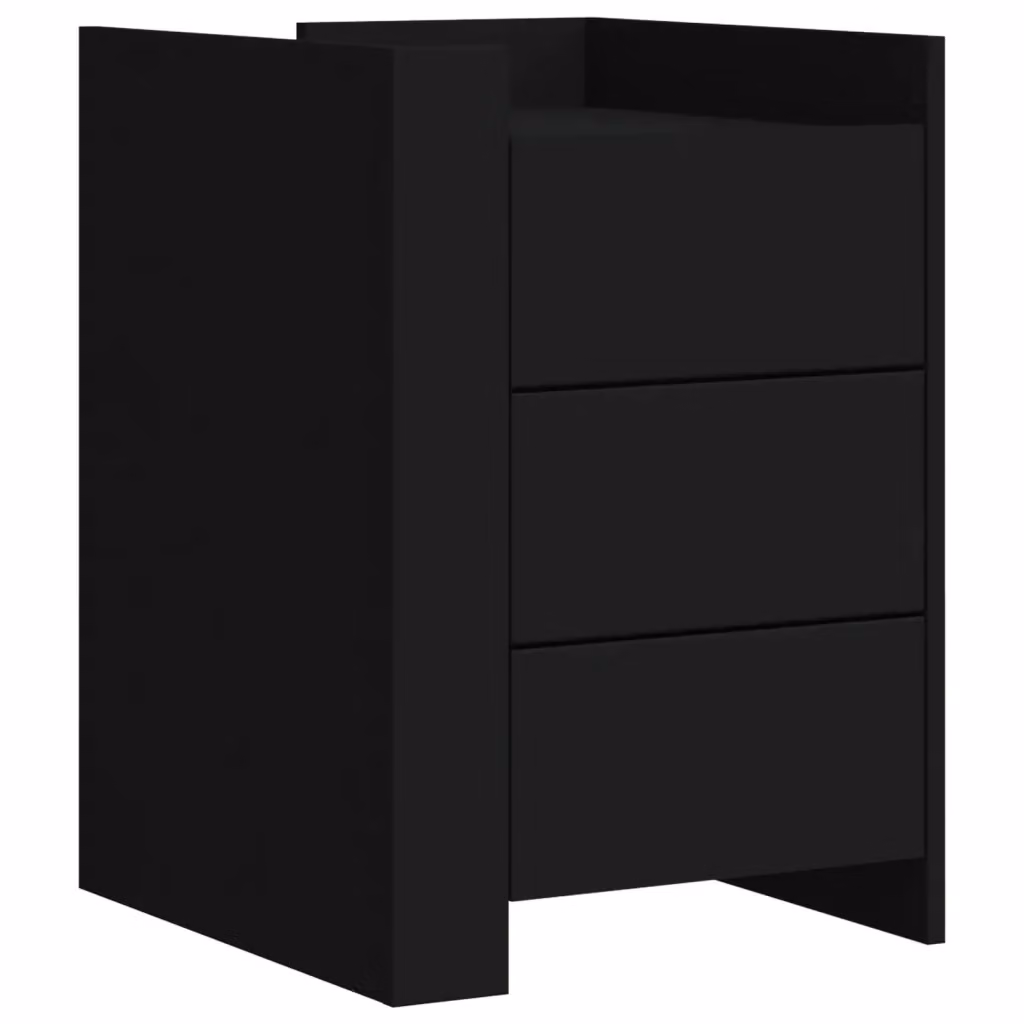 Comodino moderno vidaXL in legno nero opaco a parete L: 45 cm, P: 50 cm, H: 65 cm – 2