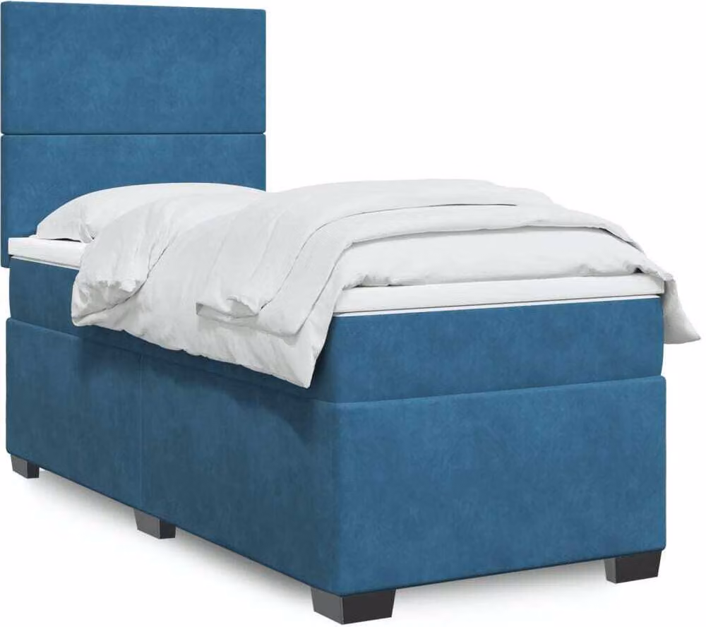 Maison Exclusive - Giroletto a Molle con Materasso Blu 90x190 cm in Velluto
