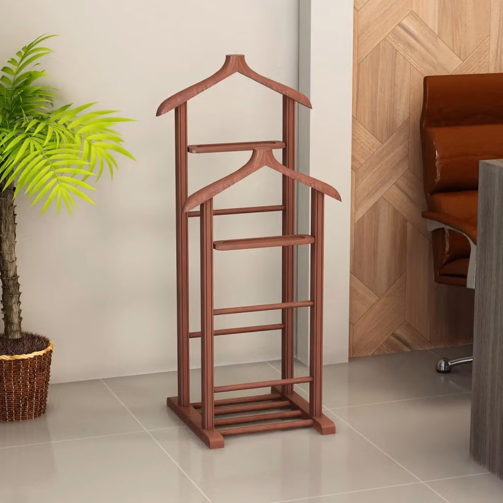 Appendiabiti Hanah Home in legno di faggio marrone con binario lineare continuo L/P/H: 46 x 33 x 120 cm – 2
