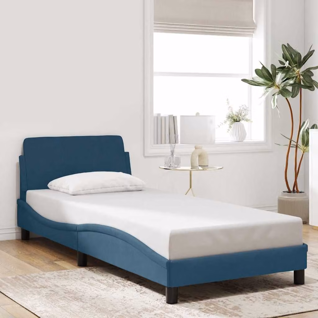 Giroletto con Testiera Dover vidaXL in Velluto Blu, 90x190 cm