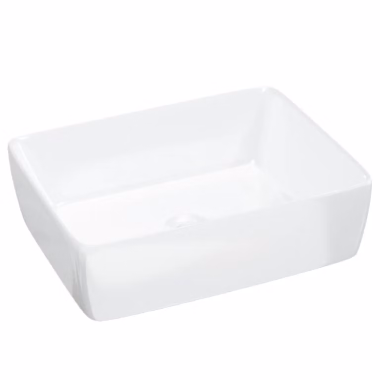 Lavandino Bianco 48x37x13 cm in Vetroceramica Rettangolare