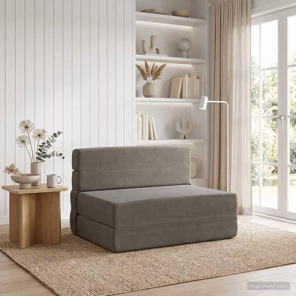 vidaXL Divano Letto Pieghevole Moderno in Tessuto Grigio L: 100 cm, P: 80 cm, H: 60 cm