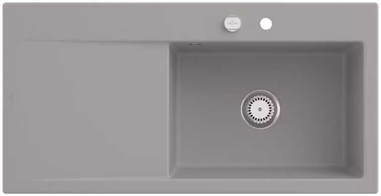 Lavello rettangolare Villeroy & Boch, lavello da cucina modello Subway, finitura Fossil CeramicPlus, dimensioni 1000x510 mm, adatto a mobile sottolavello di 60 cm di larghezza