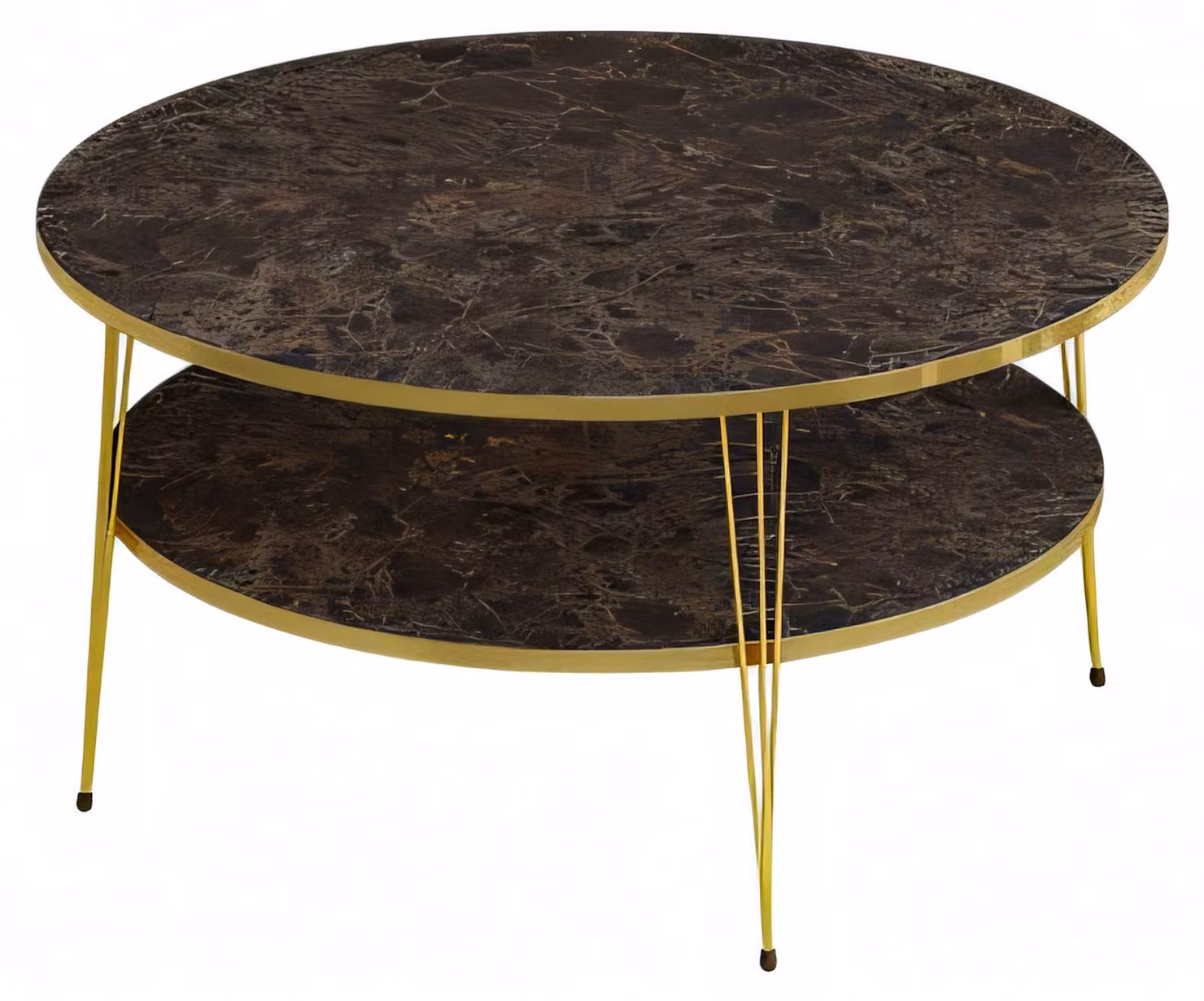 Praktisch und raffiniert – Couchtisch mit Ablagefläche und goldener Kante