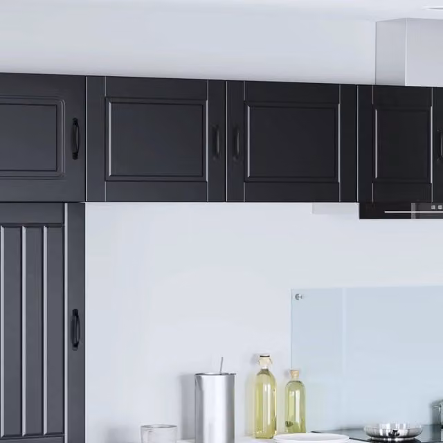 Set di 2 pensili da cucina vidaXL neri in legno con ante a battente L 50 x P 31 x H 40 cm – 1