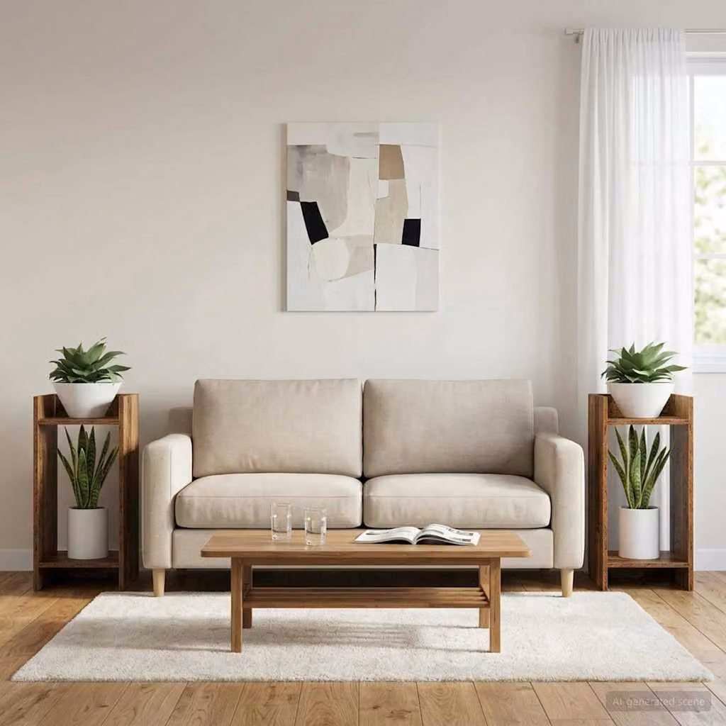 Set di 2 supporti per piante vidaXL in legno color marrone, L/P/H: 30 x 30 x 60 cm
