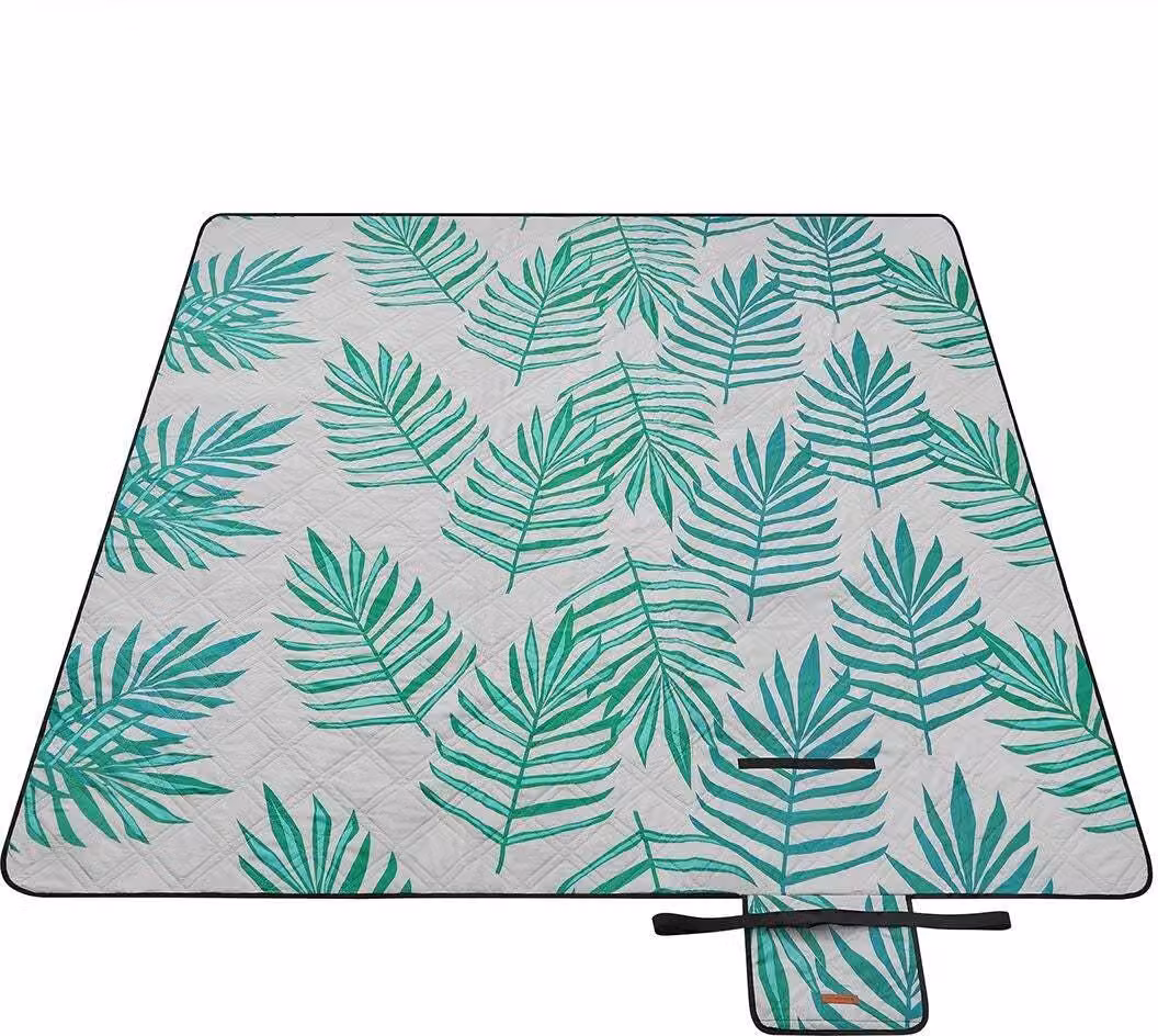 Tappeto da picnic Rootz - Tappeto da esterno - Tappeto da spiaggia - Impermeabile - Leggero - Portatile - 200 cm x 200 cm - Grigio con felci tropicali