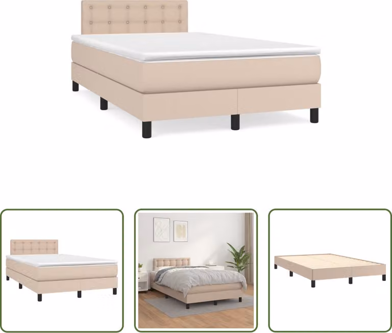 The Living Store Letto a molle insacchettate Materasso cappuccino marrone 120x190 cm Similcuoio