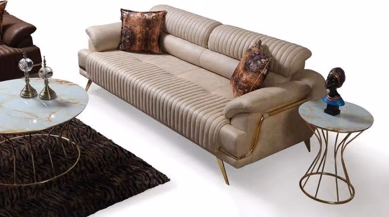 Dreisitzer Sofa 3 Sitzer Sofas Luxus Kunstleder Couchen Polster Designer Möbel