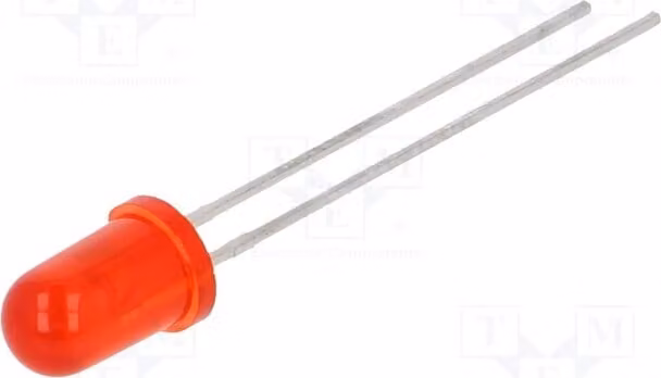 5 LED, 50 mcd, 1,8V, rosso, angolo di emissione 30°, LTL2R3KRD-EM, diodi LED a montaggio su circuito stampato (THT), 5mm, 5mm, 2mA