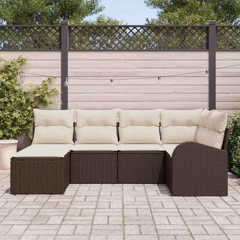 Maison Exclusive - Set di divani con cuscino 6 pcs Marrone e bianco polyrattan