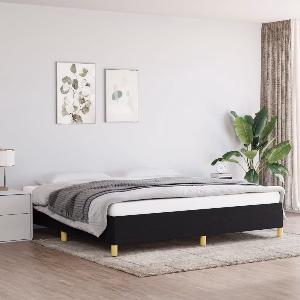 The Living Store Struttura letto nera 200x200 cm in tessuto