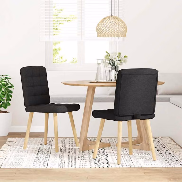 Sedie da Pranzo 2 pz Nere in Tessuto