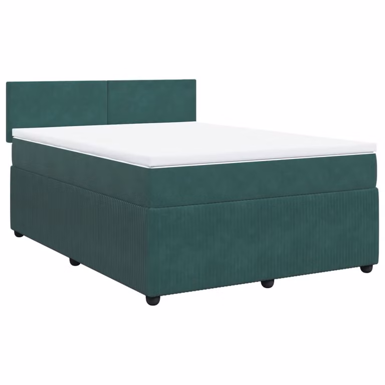 Giroletto a Molle con Materasso Verde Scuro 140x190 cm Velluto