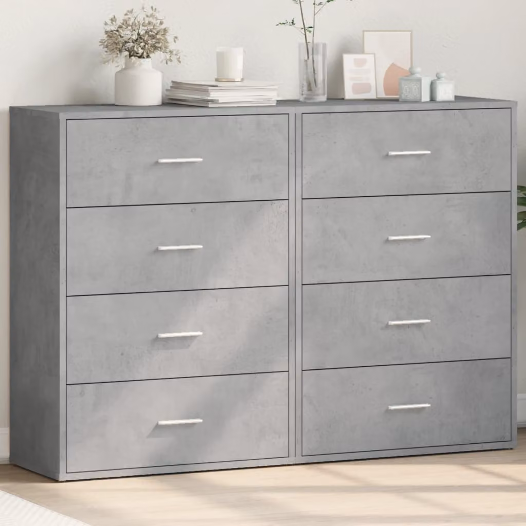 Set di 2 credenze moderne vidaXL in legno e MDF, colore grigio, L 60 cm x P 31 cm x H 84 cm