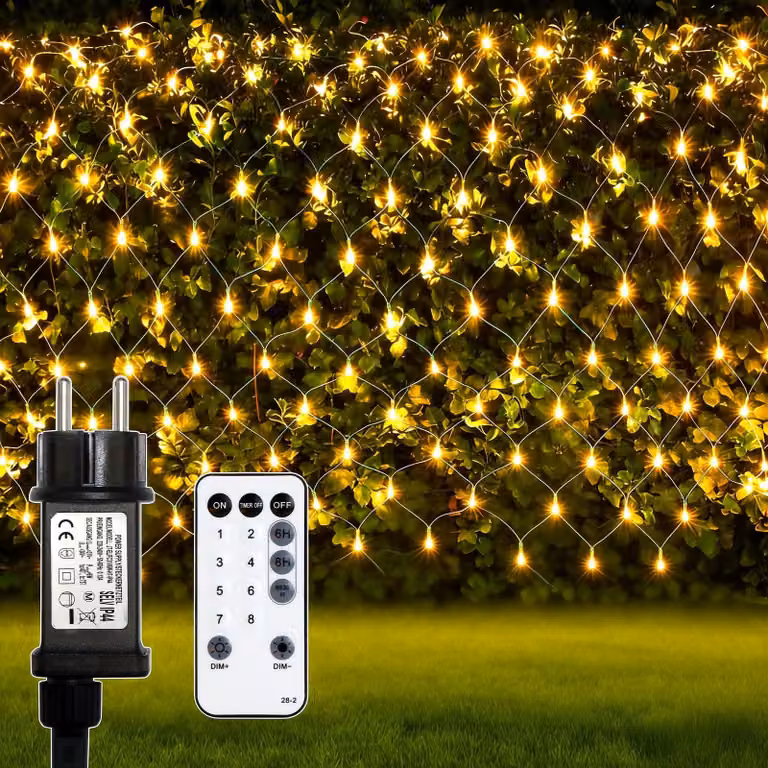 Striscia luminosa a LED, dimensioni 3x2 metri, 200 LED, 8 modalità, luce bianco caldo