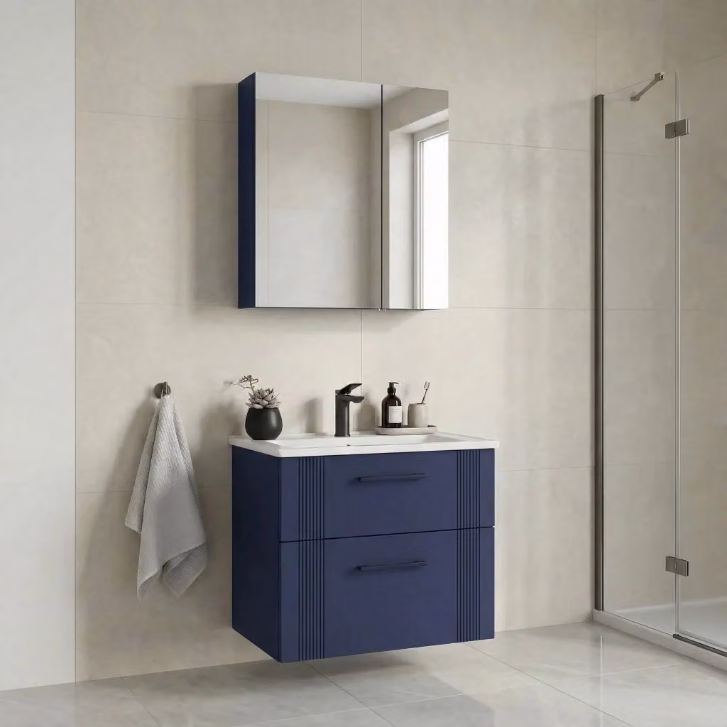 Set mobile lavabo con specchio Bari 65 v2 Hanah Home, Blu navy opaco, L 65 x P 45 x H 55 cm – 2
