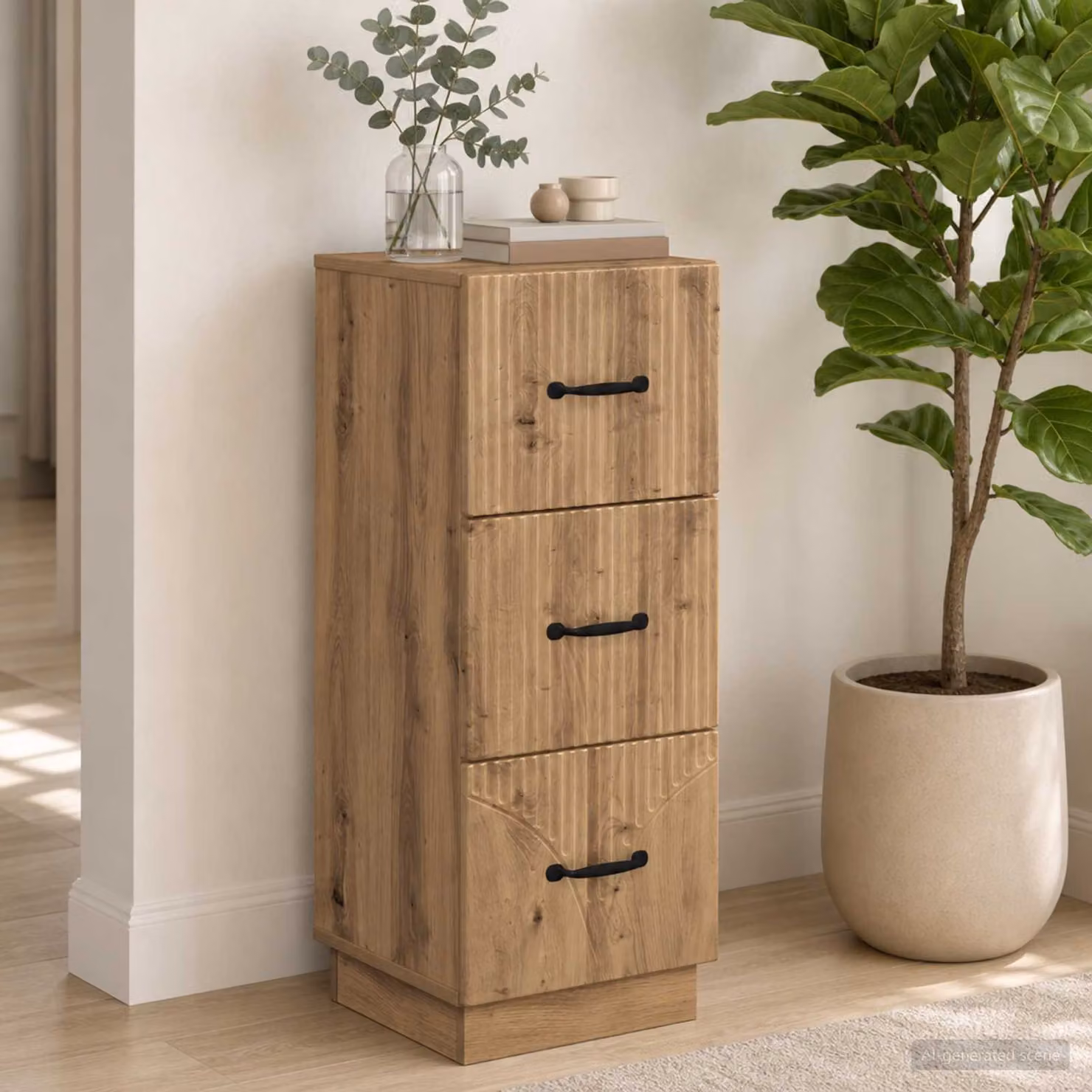 Carrello mobile con cassetti vidaXL in legno ingegnerizzato marrone, L/P/H: 33 x 34,5 x 87 cm