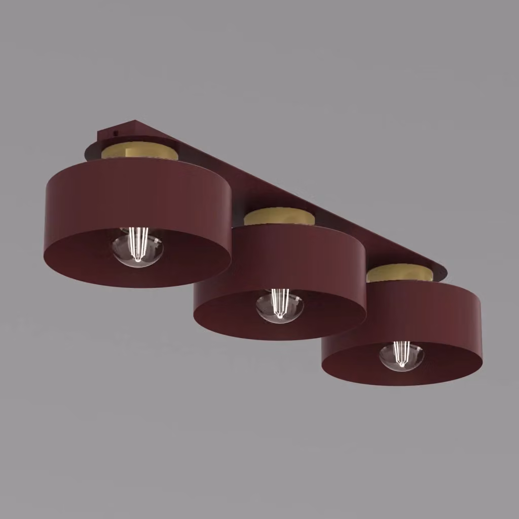Lampada da soffitto a barra Marti in metallo bordeaux e oro con 3xE27 – 2