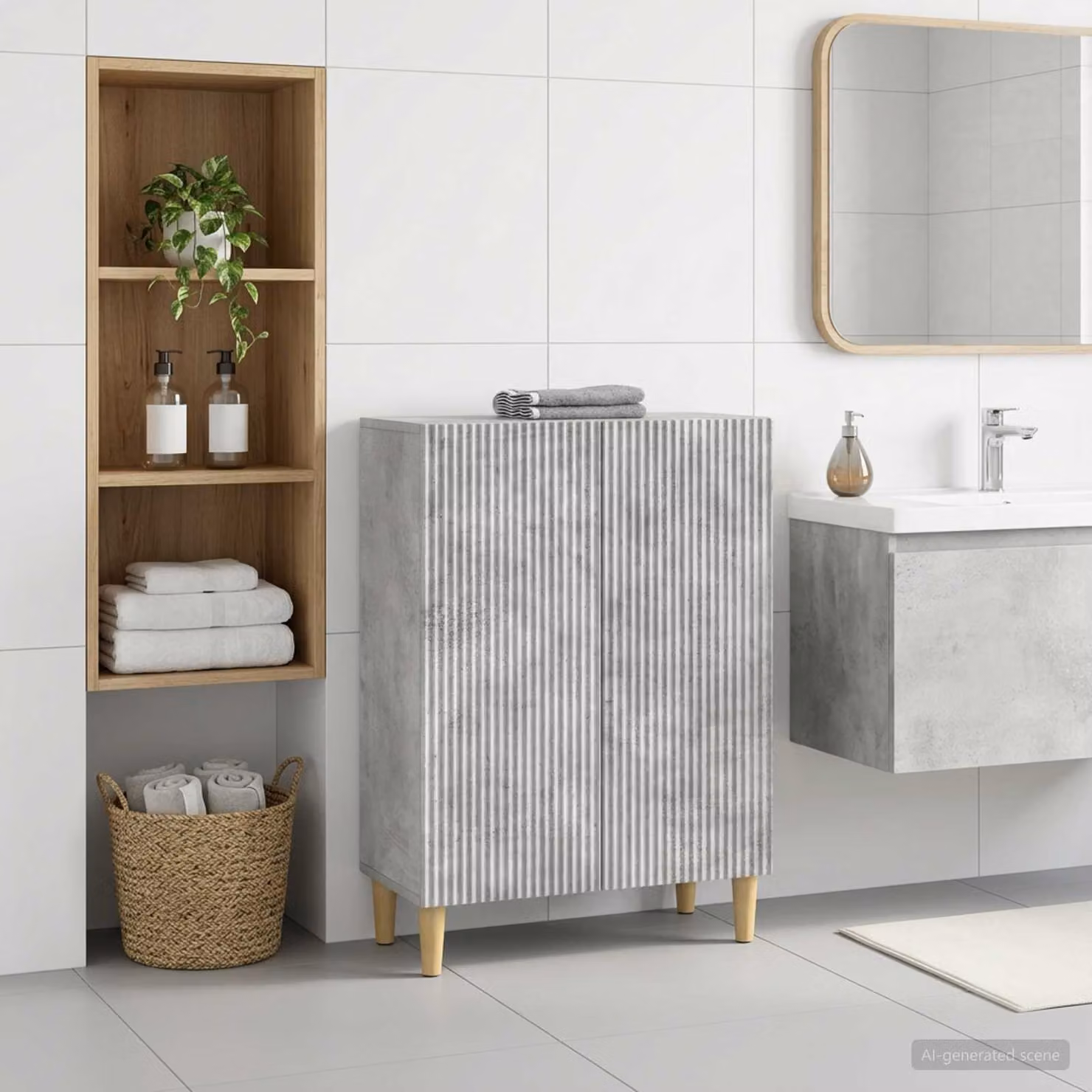 vidaXL Mobiletto da Bagno ARNHEM Moderno Grigio L: 59,5 cm, P: 31 cm, H: 80 cm