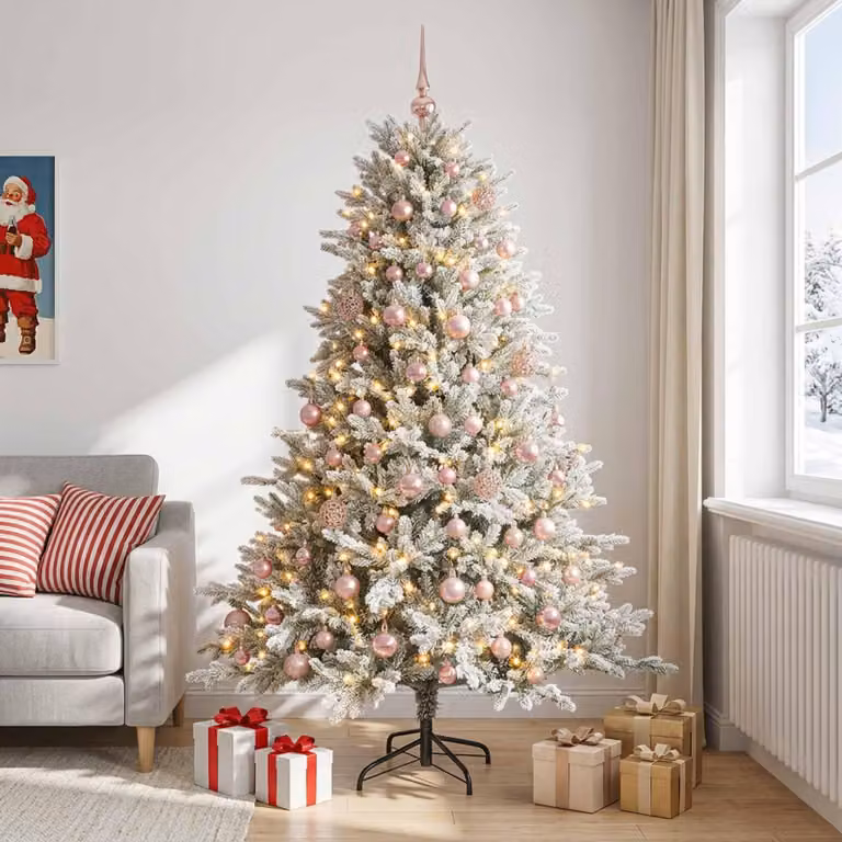 Albero di Natale artificiale con decorazioni a forma di sfera, altezza 240 cm, 300 luci LED
