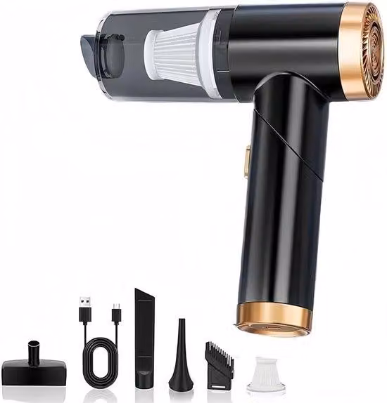 Aspirapolvere portatile senza fili con torcia integrata e ricarica USB pieghevole, ideale per la pulizia della tastiera a casa e in ufficio.