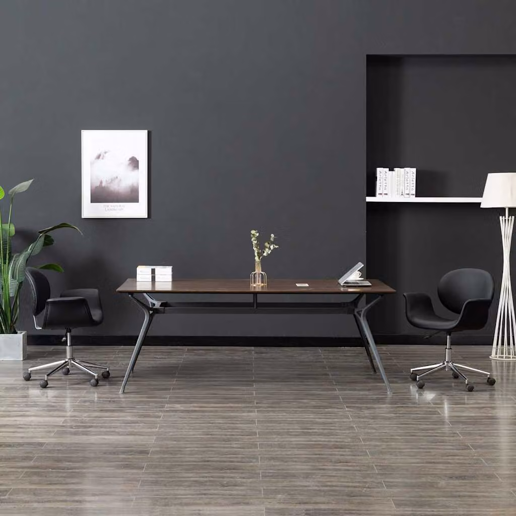 Sedia da Pranzo Girevole Moderna vidaXL in Similpelle Nera con Ruote