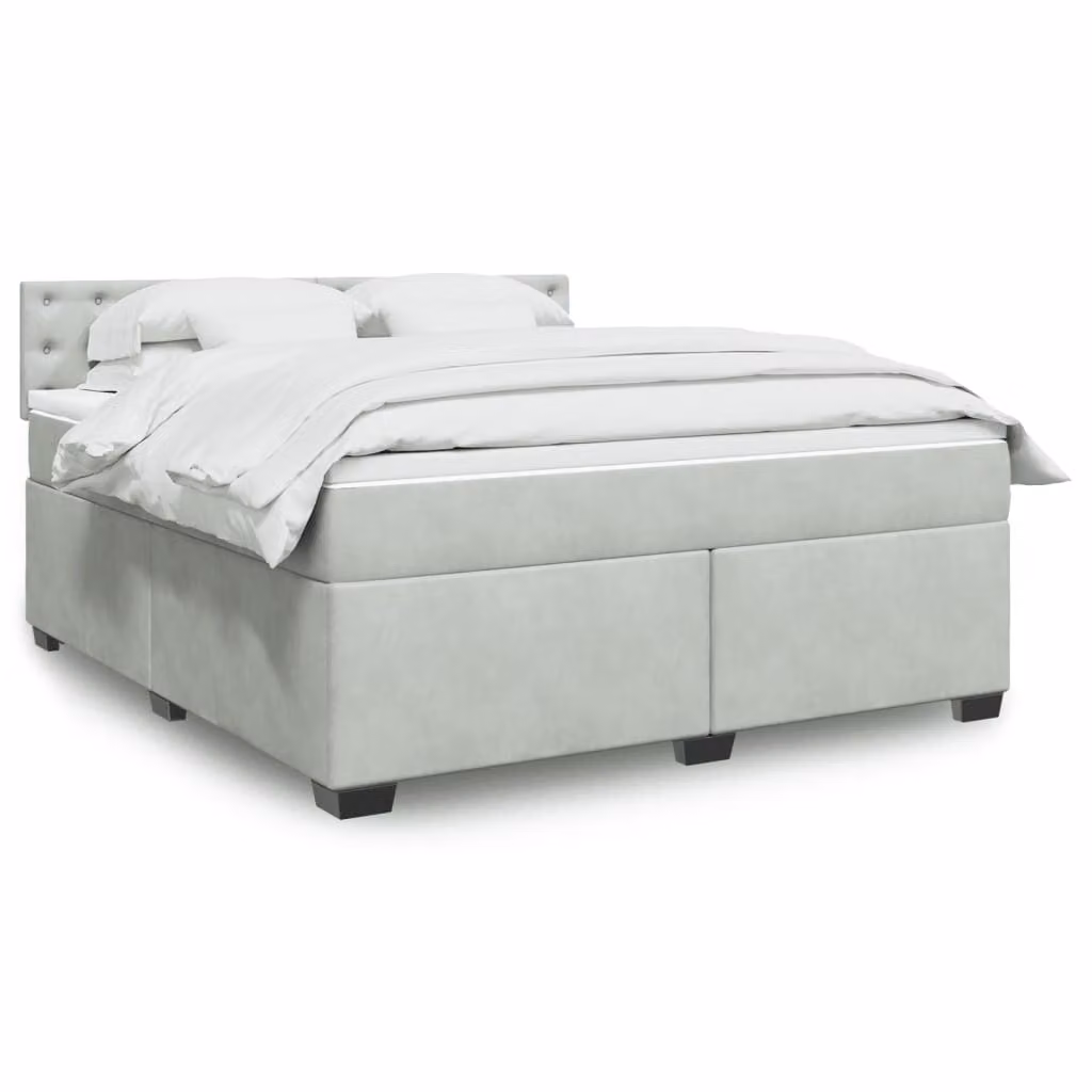 vidaXL Giroletto a Molle con Materasso Ibrido in Velluto Grigio Chiaro L: 180 cm, P: 200 cm