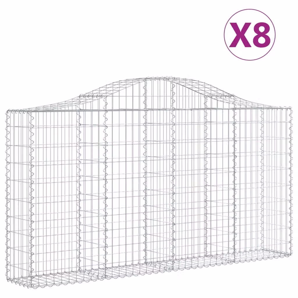 Cesti Gabbioni ad Arco 8 pz 200x30x100/120 cm Ferro Zincato