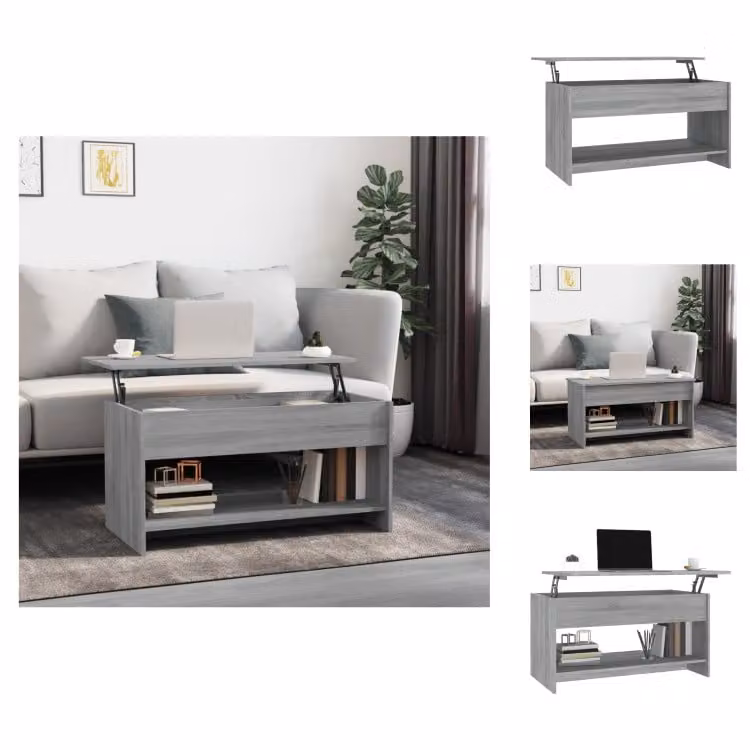 vidaXL Tavolino grigio Sonoma 102x50x52,5 cm in legno - Tavolini da caffè