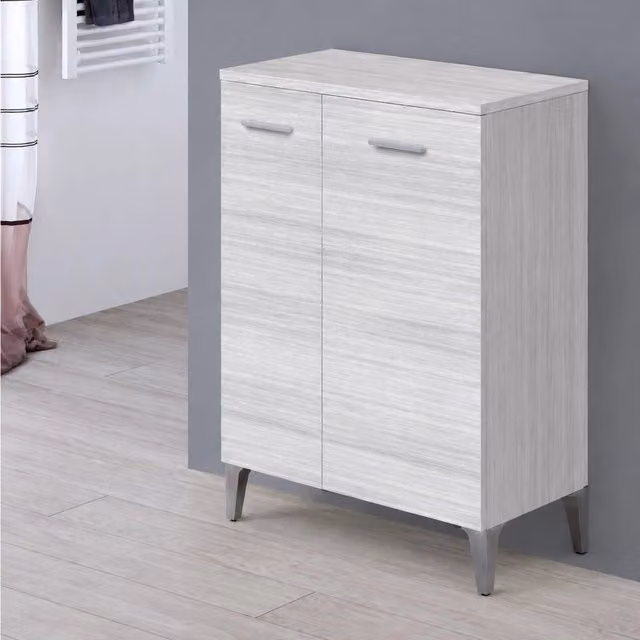 Base Stella Feridras con 2 ante a battente grigia per bagno L: 60 cm, P: 34 cm, H: 83,5 cm