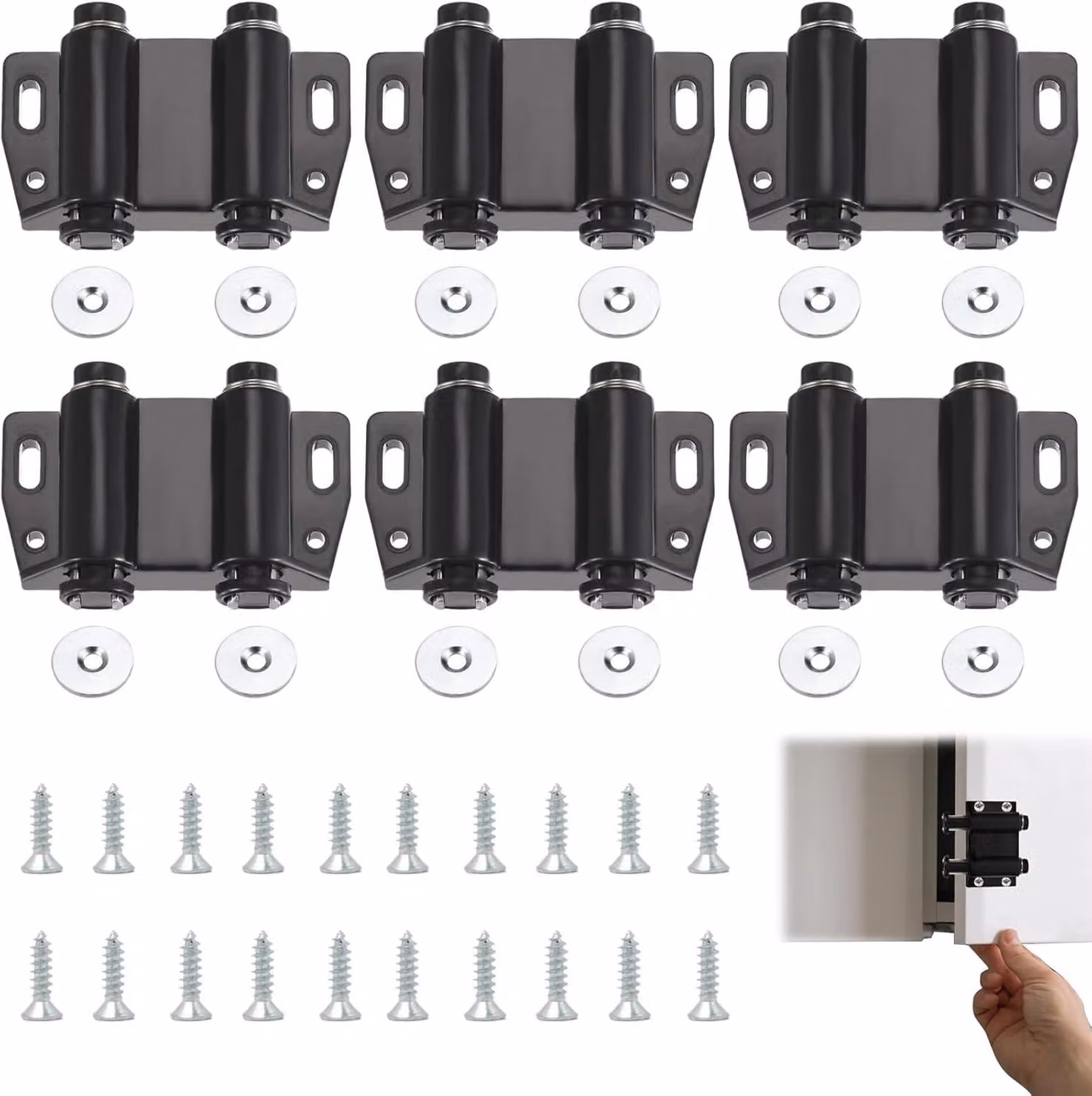 Set di serrature magnetiche per porte, composto da 6 serrature, 12 placche metalliche e 20 viti, per mobili