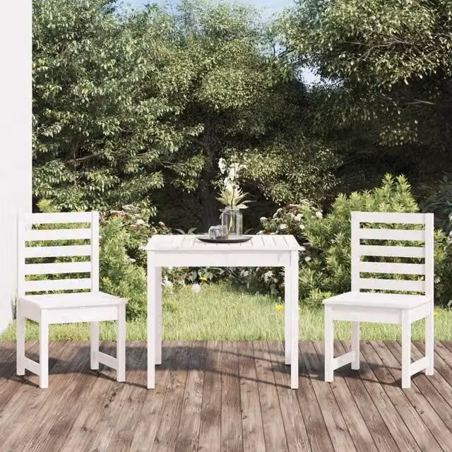 Set da Bistrot da Giardino 3pz Bianco in Legno Massello di Pino 3154672