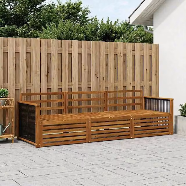 Set di divani da esterno 3 pz Naturale Legno di Acacia Massello 3382962