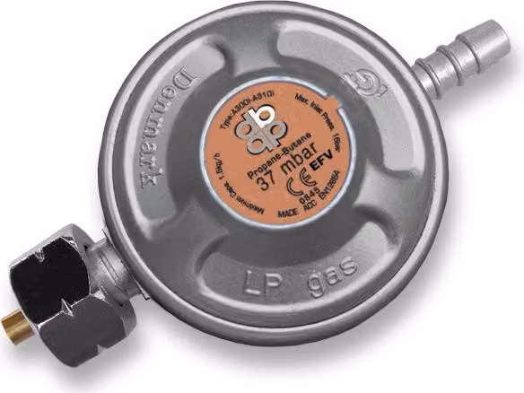 BRADAS Regolatore di pressione gas 37mbar, 1,5kg/h con valvola di sicurezza RG A310IE, con stelo BR-RG_A310IE
