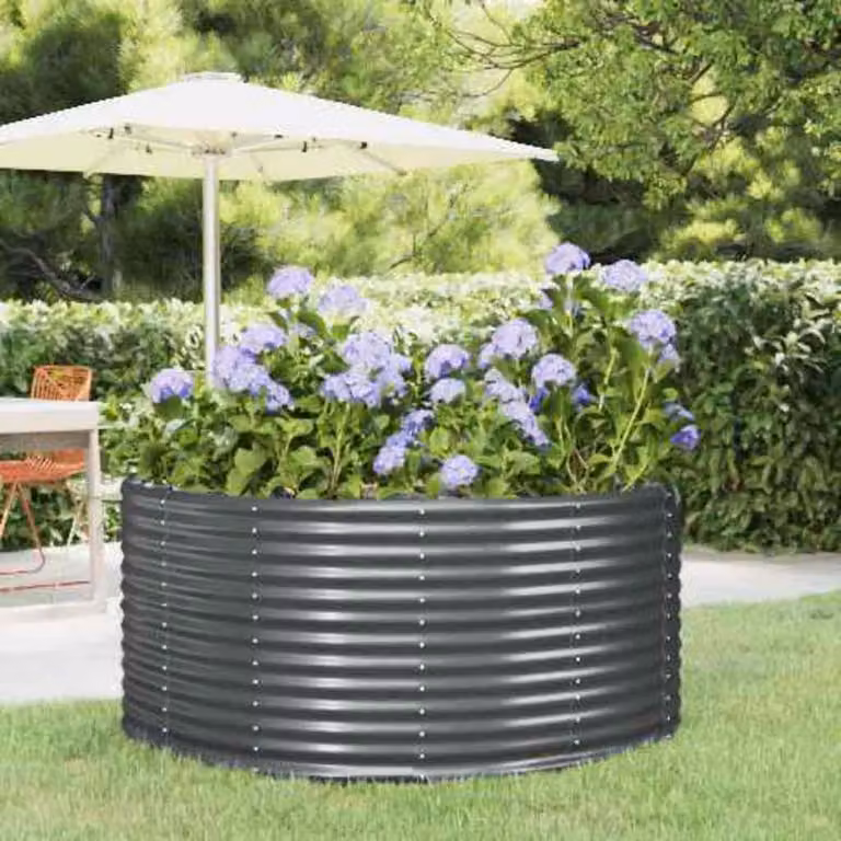 Letto rialzato per giardino vidaXL in acciaio zincato color antracite L: 140 cm, P: 140 cm, H: 68 cm