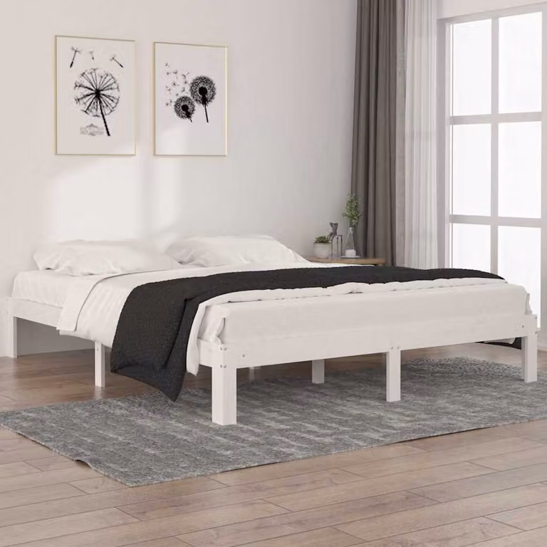 Giroletto vidaXL in legno massello di pino bianco con doghe fisse L: 160 cm, P: 200 cm