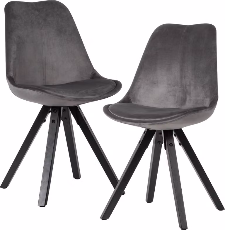 Set da pranzo morbido 2 senza braccioli in grigio scuro | Wohnling