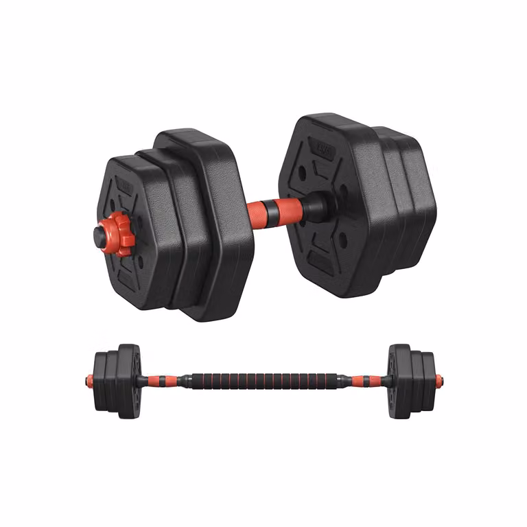 Set di Manubri con Barra di Collegamento, Nero Inchiostro / 10 kg