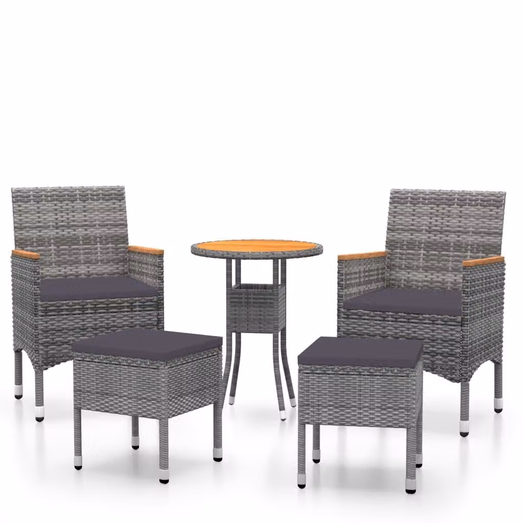 Set Divani da Giardino 5 pz in Polyrattan Grigio