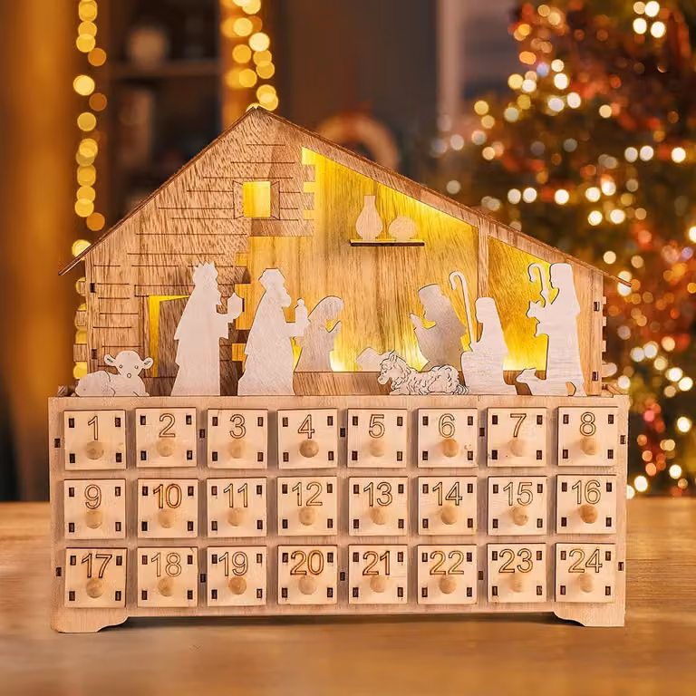 Conto alla rovescia per il Natale, calendario dell'avvento, organizzatore di oggetti artigianali, organizzatore di idee artigianali per bambini, calendario