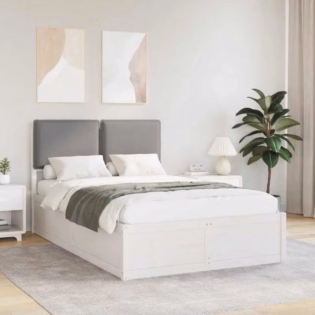 Letto con testiera rivestita in tessuto grigio vidaXL L/P: 120 x 200 cm