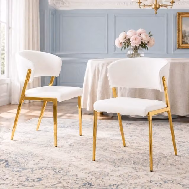 Sedia da pranzo MIVRAY moderna in similpelle bianca con struttura in metallo e schienale ergonomico per cucina, soggiorno o ufficio in casa